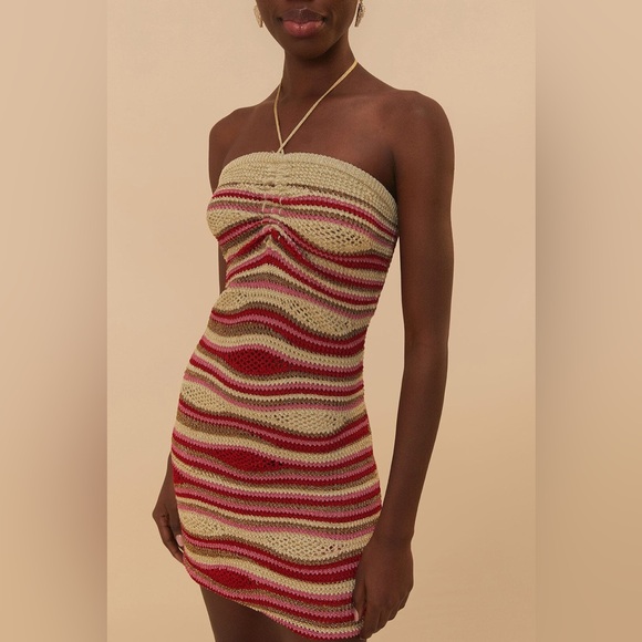 FARM Rio Red and Cream Mini Dress - Picture 2 of 3